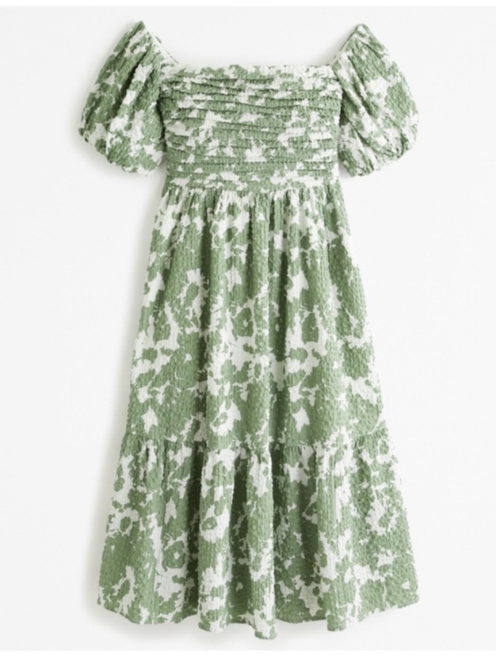 Abercrombie & Fitch Emerson green and white off the shoulder dress